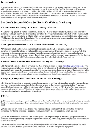 San Jose's Successful Case Studies in Viral Video Marketing