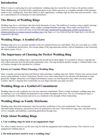 Wedding Rings: The Perfect Symbol of Everlasting Love and Commitment