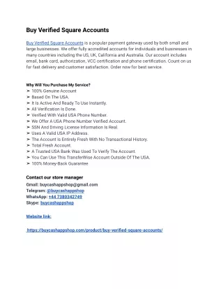 World Best Site To Buy Verified Square Accounts In 2024