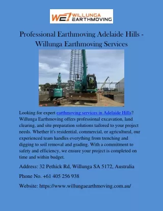 Professional Earthmoving Adelaide Hills