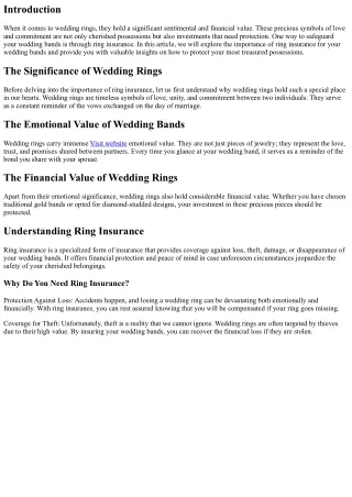 The Importance of Ring Insurance for Your Wedding Bands