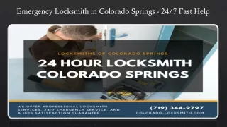 Emergency Locksmith in Colorado Springs - 247 Fast Help