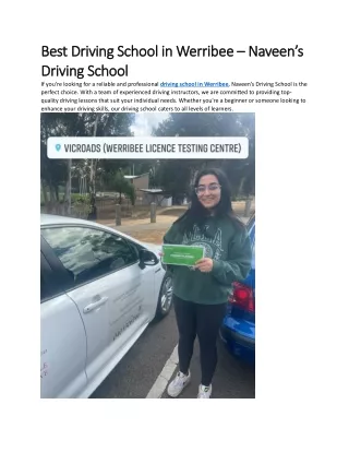 Best Driving School in Werribee – Naveen’s Driving School