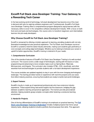 _Full Stack Java Developer Training