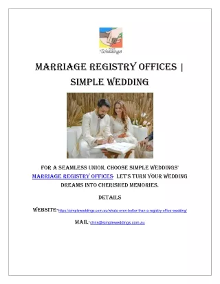 Marriage Registry Offices  | Simple Wedding