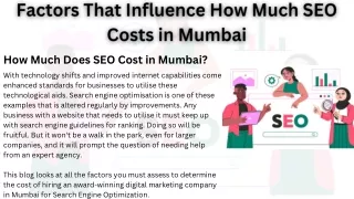 Factors That Influence How Much SEO Costs in Mumbai