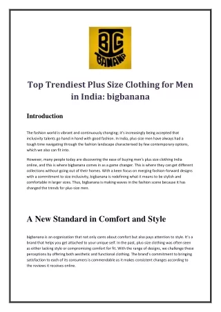 Top Trendiest Plus Size Clothing for Men in India bigbanana