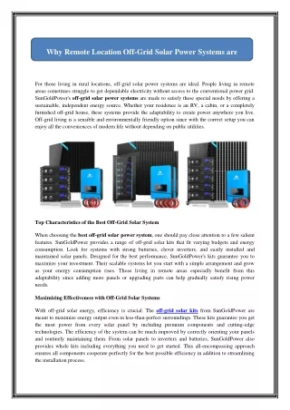 Why Remote Location Off-Grid Solar Power Systems are Perfect
