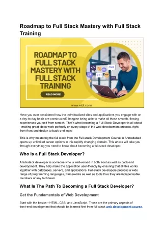 Roadmap to Full Stack Mastery with Full Stack Training