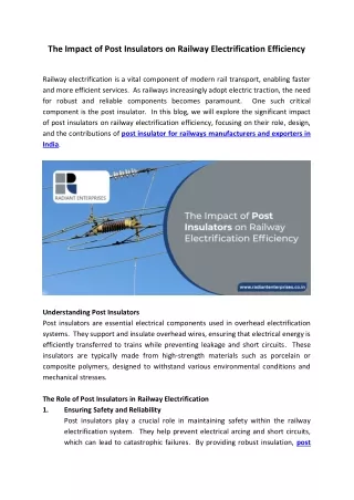 The Impact of Post Insulators on Railway Electrification Efficiency