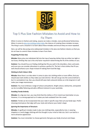Top 5 Plus Size Fashion Mistakes to Avoid and How to Fix Them