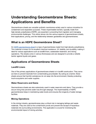 Understanding Geomembrane Sheets_ Applications and Benefits
