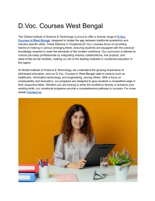 D.Voc. Courses West Bengal