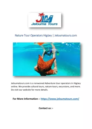 Nature Tour Operators Higüey | Jeloumatours.com