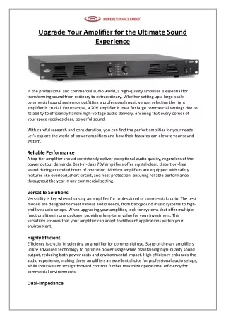 Pure Resonance Audio - Upgrade Your Amplifier for the Ultimate Sound Experience