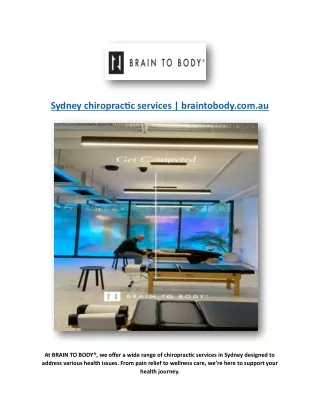 Sydney chiropractic services | braintobody.com.au