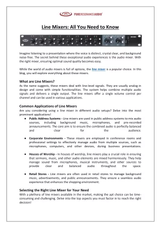 Pure Resonance Audio - Line Mixers All You Need to Know