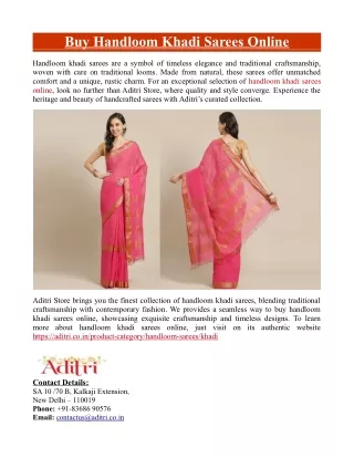 Buy Handloom Khadi Sarees Online