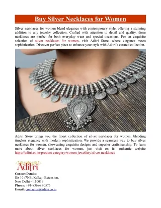 Buy Silver Necklaces for Women
