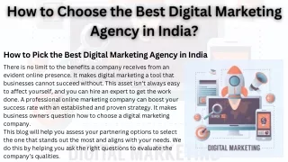 How to Choose the Best Digital Marketing Agency in India