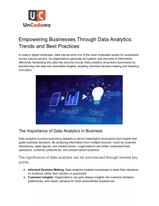 Empowering Businesses Through Data Analytics: Trends and Best Practices