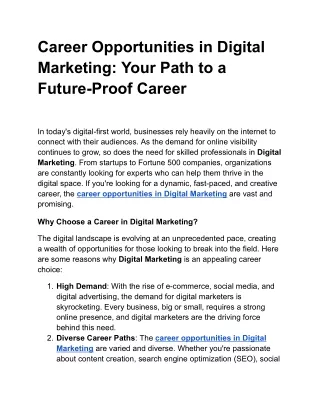 Career Opportunities in Digital Marketing: Your Path to a Future-Proof Career