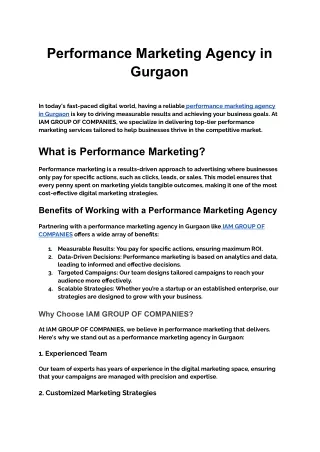 Performance Marketing Agency in Gurgaon