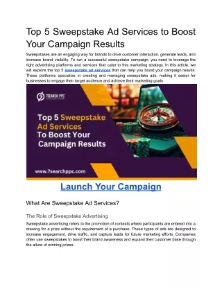 Top 5 Sweepstake Ad Services to Boost Your Campaign Results