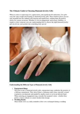 Diamond Jewelry Gifts: The Essence of Luxury