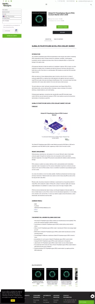 Global EV Polyethylene Glycol (PEG) Coolant Market Trend