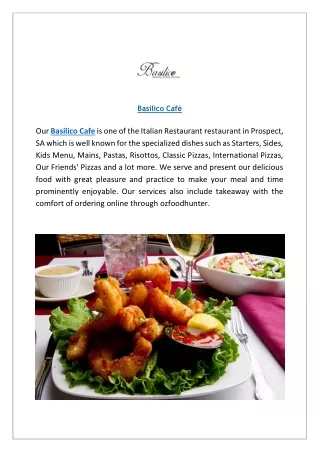 Bascilico Cafe Prospect Menu - Italian Restaurant | Order Now
