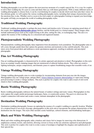 The Ultimate Guide to Wedding Photography Styles