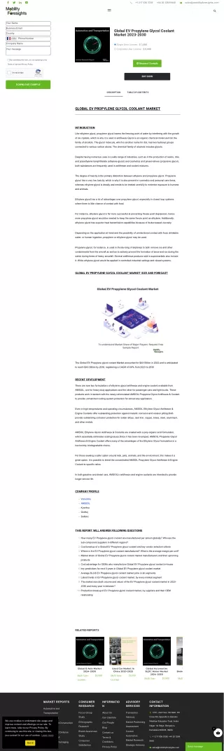 Global EV Propylene Glycol Coolant Market Trend