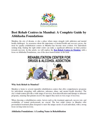 Best Rehab Centres in Mumbai: A Complete Guide by Abhilasha Foundations