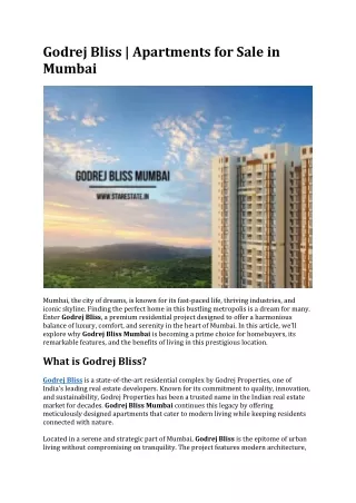 Godrej Bliss | Apartments for Sale in Mumbai