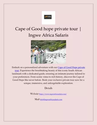 Cape of Good hope private tour | Ingwe Africa Safaris