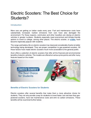 E-Scooter benefits for Students