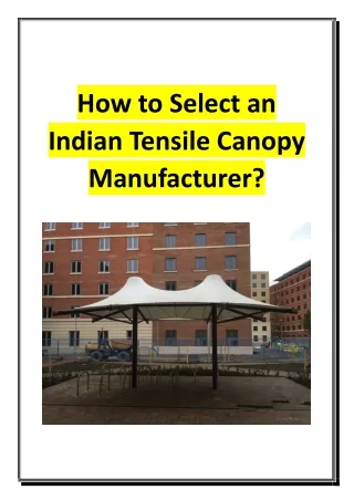 How to Select an Indian Tensile Canopy Manufacturer