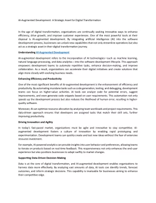 AI-Augmented Development A Strategic Asset for Digital Transformation