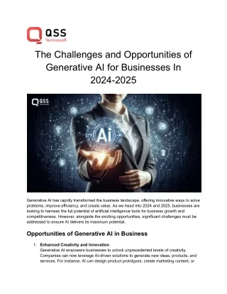 The Challenges and Opportunities of Generative AI for Businesses In 2024-2025