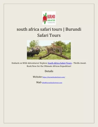 south africa safari tours