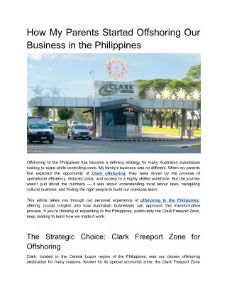 How My Parents Started Offshoring Our Business in the Philippines