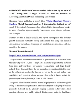 Child Resistant Closure Market