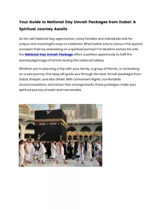 Your Guide to National Day Umrah Packages from Dubai A Spiritual Journey Awaits