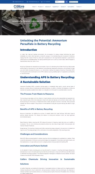 Powering Sustainability with Ammonium Persulfate in Battery Recycling