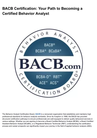 BACB Certification_ Your Path to Becoming a Certified Behavior Analyst