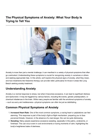 The Physical Symptoms of Anxiety What Your Body Is Trying to Tell You