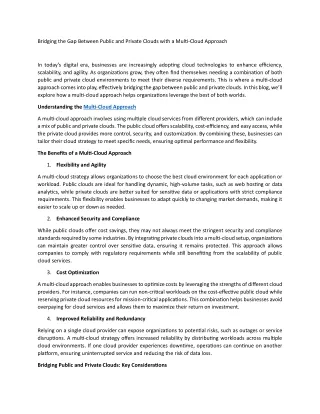 Bridging the Gap Between Public and Private Clouds with a Multi-Cloud Approach