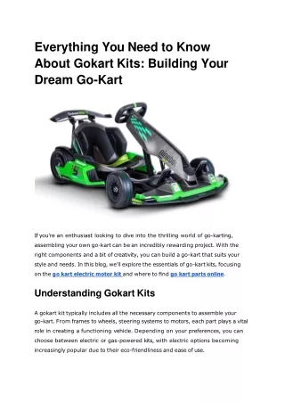 Everything You Need to Know About Gokart Kits_ Building Your Dream Go-Kart