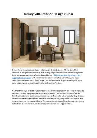 Luxury villa Interior Design Dubai